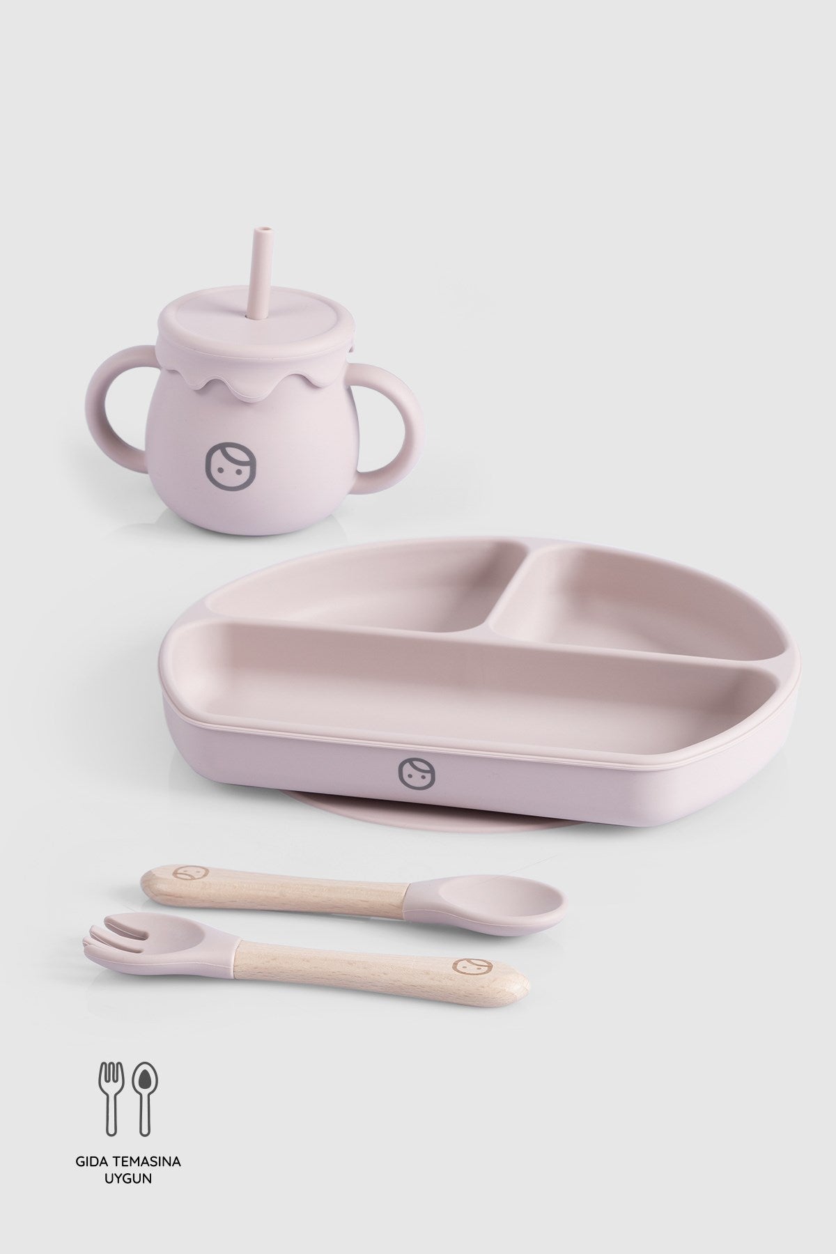 Silikon Bebek Beslenme Seti – Pembe Tabak Little Gusto