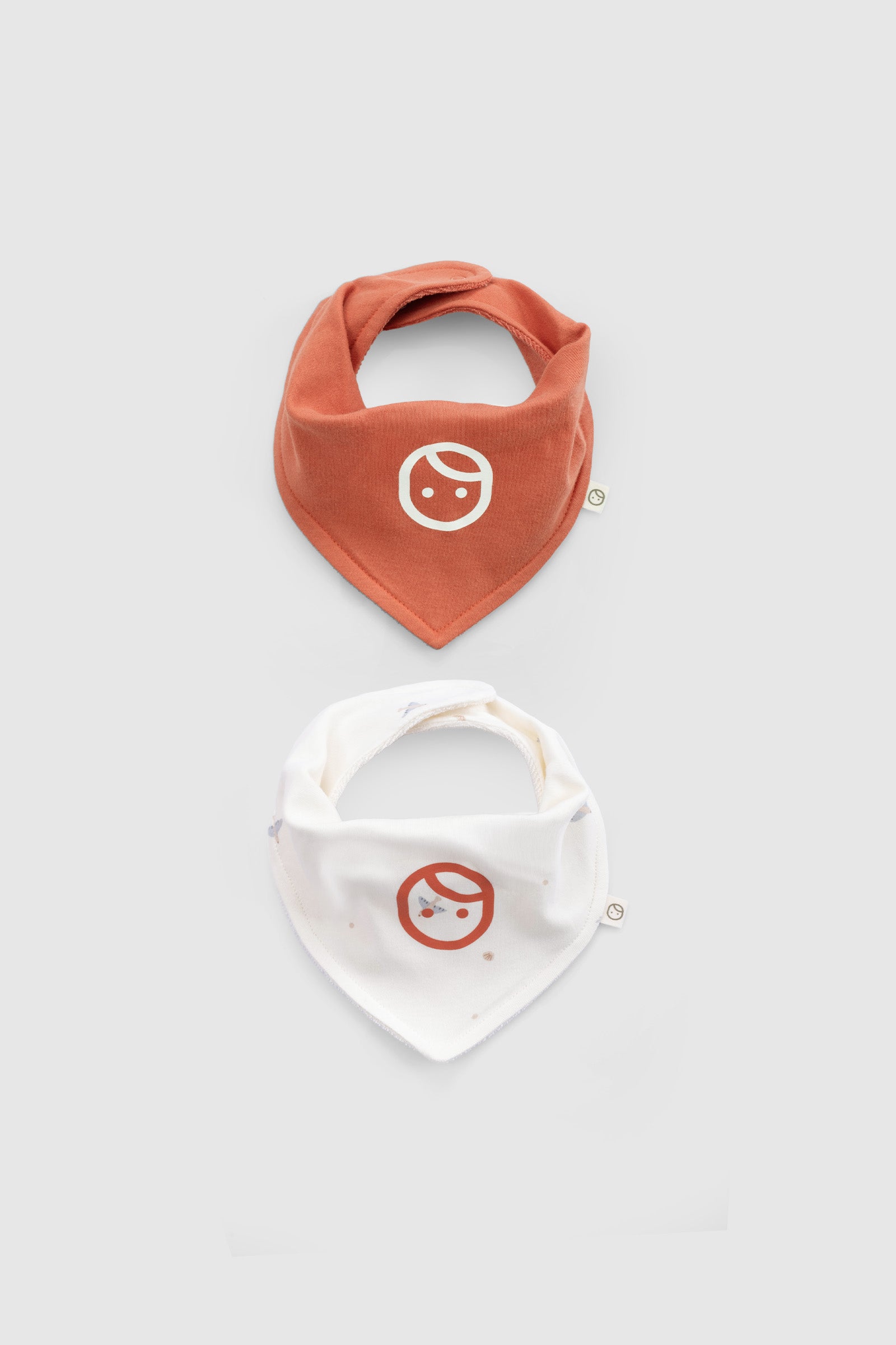 2'li Sıvı Geçirmez Organik Pamuk Bandana Önlük Seti Turuncu Turuncu Medium Önlük Little Gusto