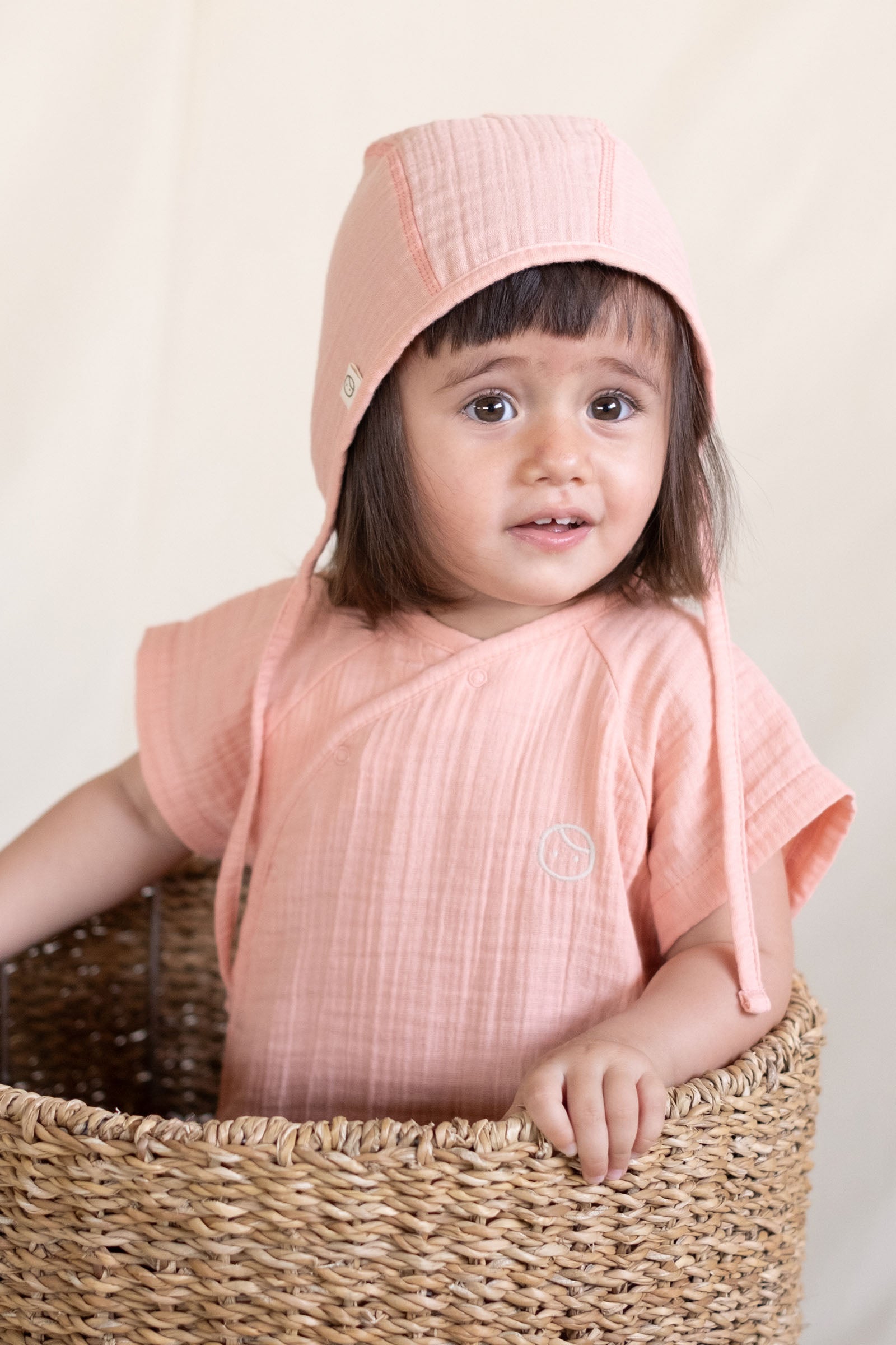 Organik Pamuk Müslin Pembe İngiliz Bebek Şapka Şapka Little Gusto