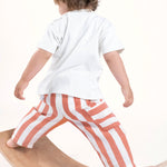 Organik Pamuk Müslin Bebek Pantolonu Turuncu Çizgili Pantolon Little Gusto