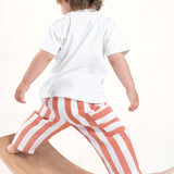Organik Pamuk Müslin Bebek Pantolonu Turuncu Çizgili Pantolon Little Gusto