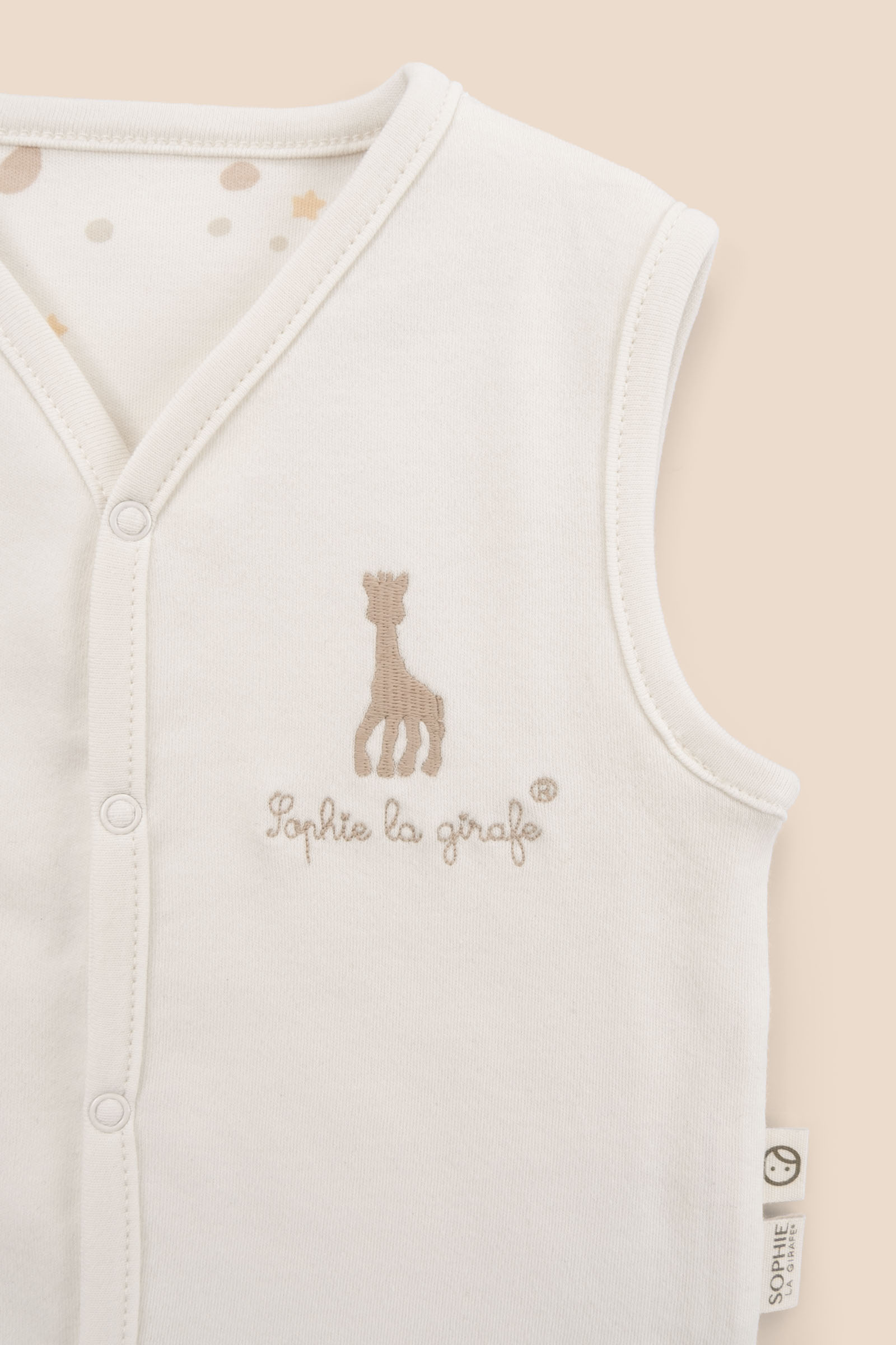 Sophie la girafe Organik Pamuk Çift Taraflı Ekru Bebek Yelek Yelek Little Gusto