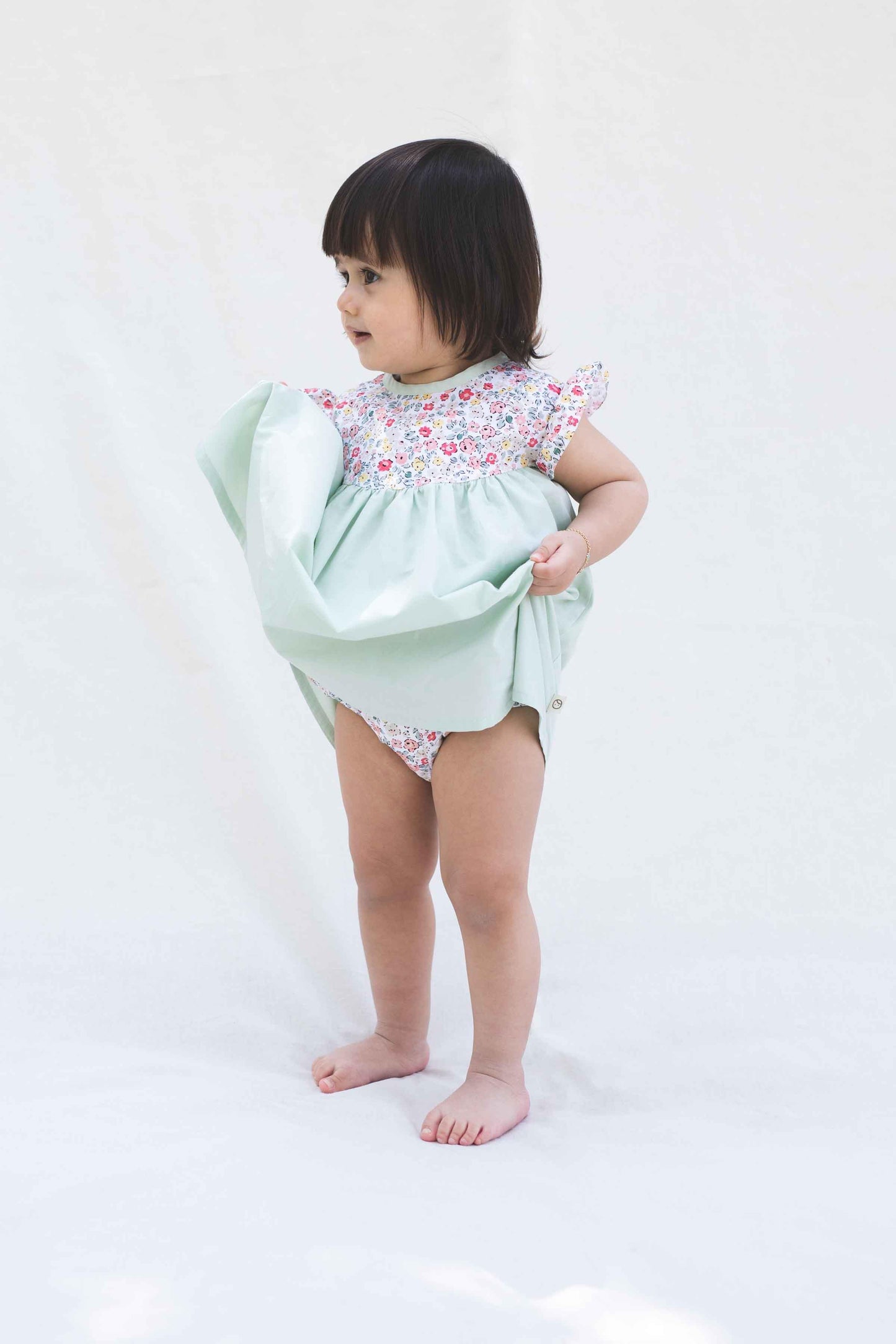 Bebek Elbisesi ve Bloomer Yeşil Organik Pamuk