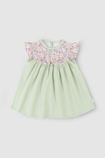 Bebek Elbisesi ve Bloomer Yeşil Organik Pamuk